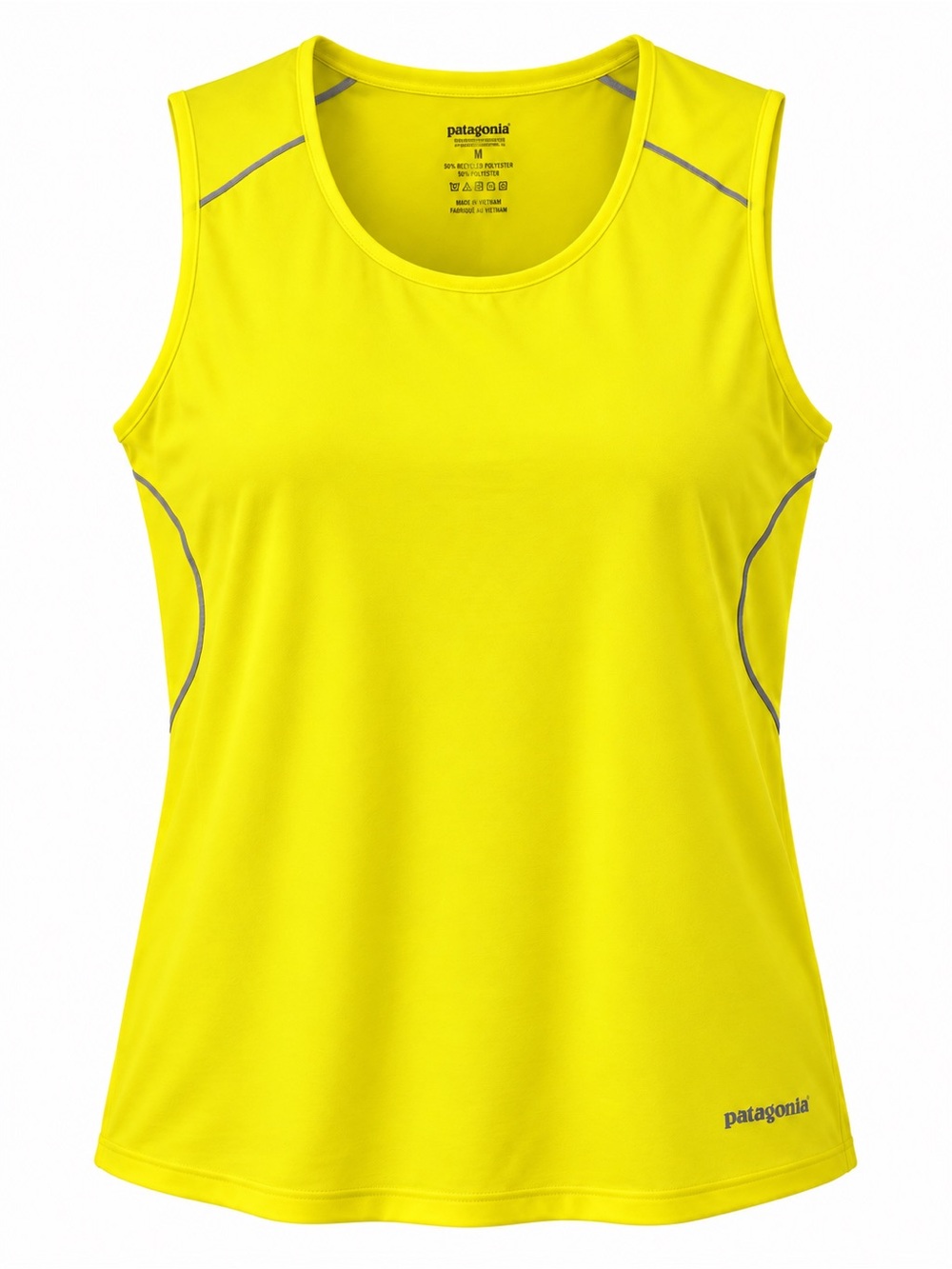 Patagonia Women's Bright Yellow Athletic Tank with Reflective Trim, Size L